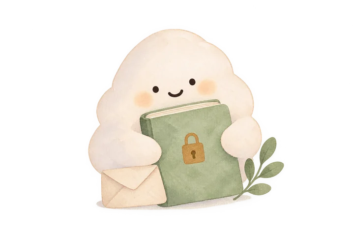 精靈抱著上鎖的日記本,身旁放著一封信
